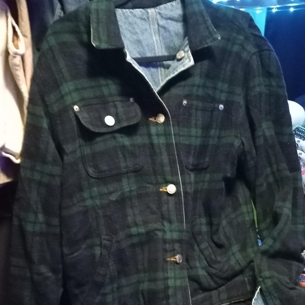 Vintage Polo Ralph Lauren Reversible Denim/Wool Barn Jacket, Women's Size L - Picture 4 of 5